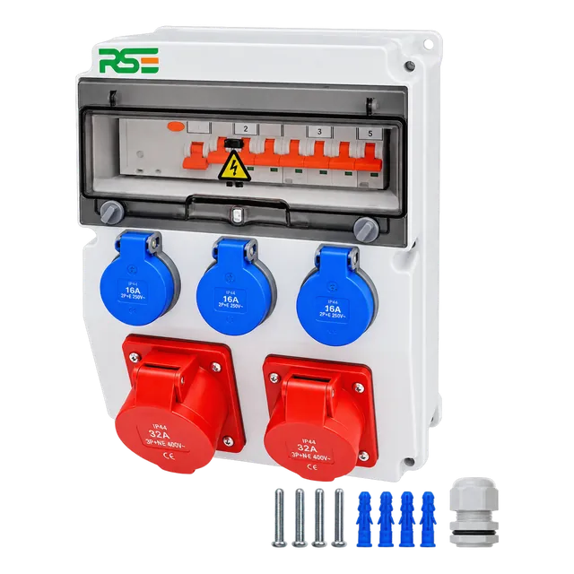 Stenski razdelilnik CEE 32 A + CEE 16 A + 3× 230 V